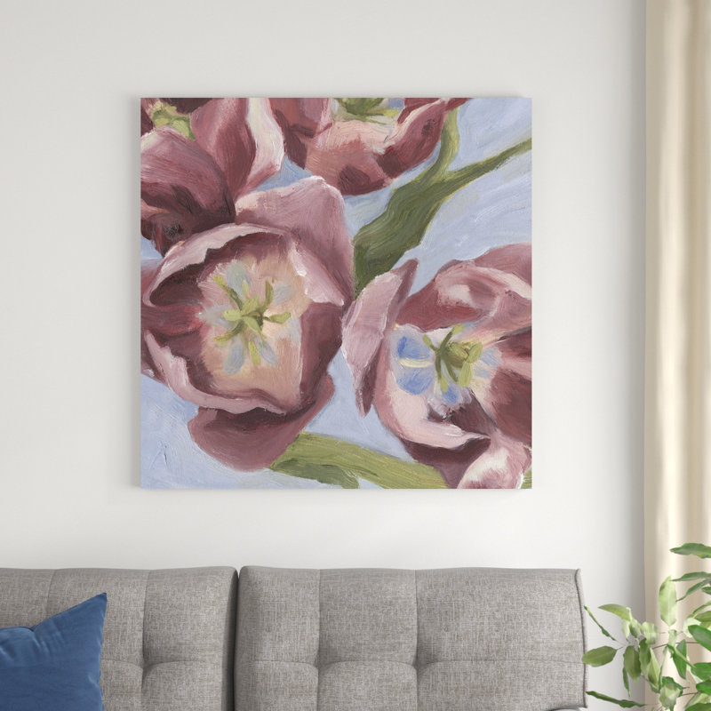Mauve tulipes I, H 30 po x l 30 po x P 1,25 po