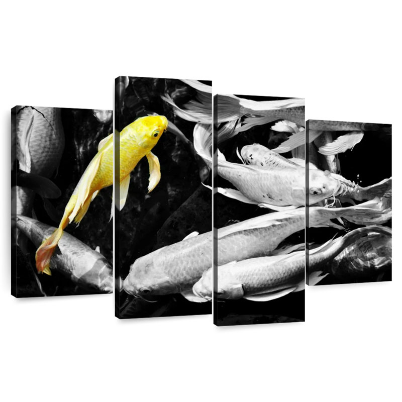 Yellow Koi Fish, H 22 po x l 36 po