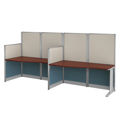 Regency Instant Office 63H x 129W 2 Person In-Line Cubicle Panel Workstation, Hansen Cherry