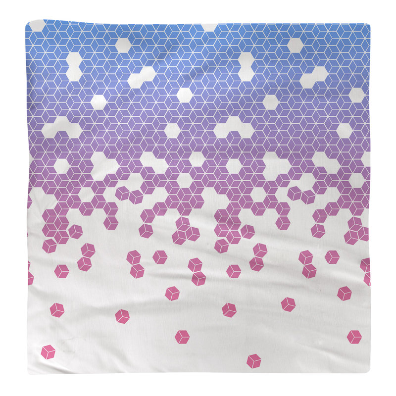 Serviette en coton à motif cube culbuté, Bleu / Rose, H 0,1 po x l 10 po x P 10 po, Sergé de coton