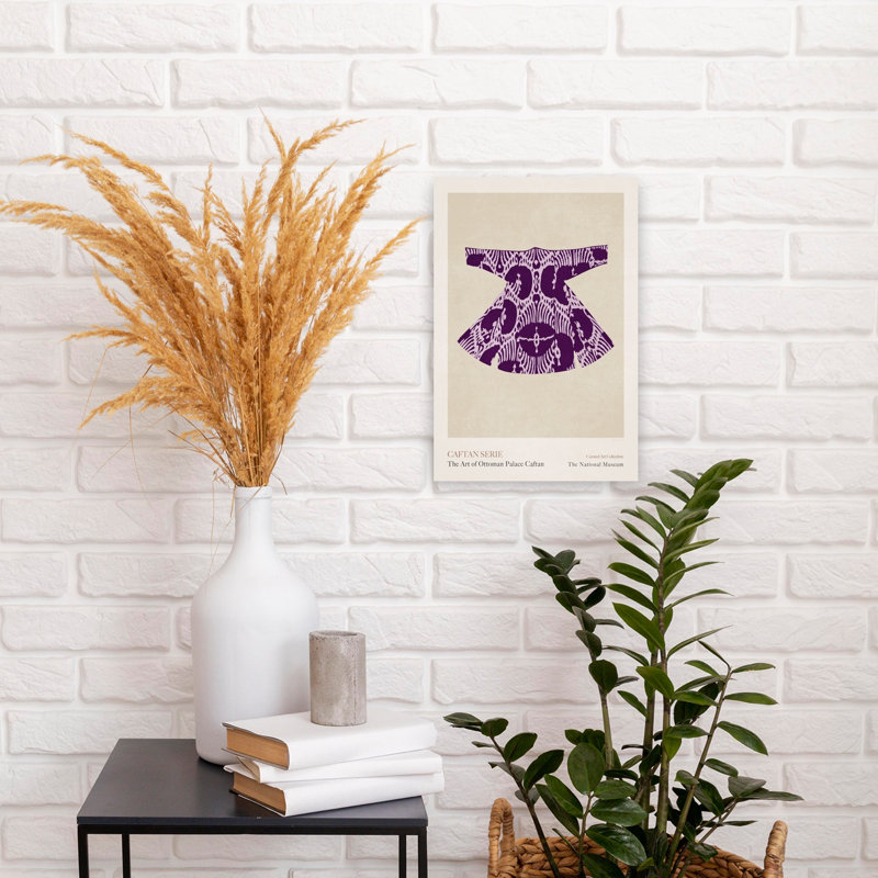 «Mauve Caftan Elegance», art mural traditionnel rétro, H 18 po x l 12 po