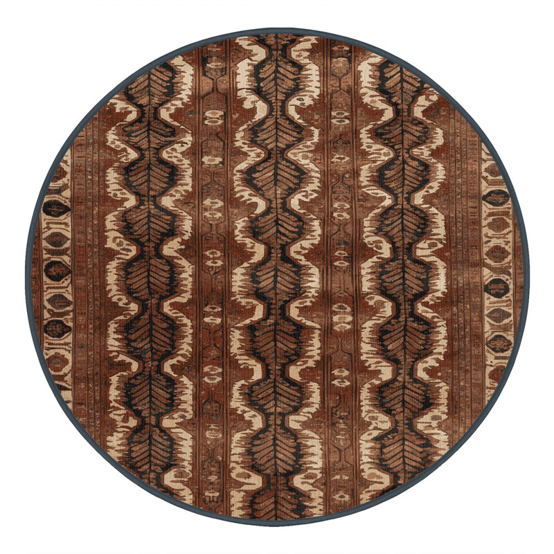 Tapis brun lavable à la machine, Rond 4 pi