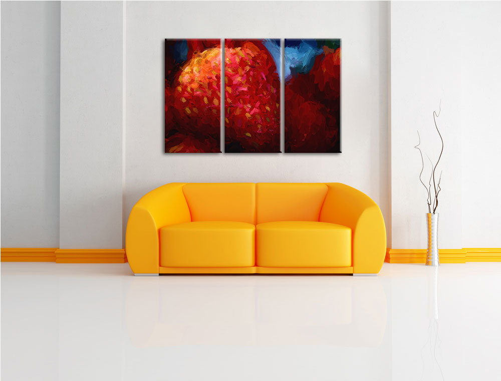 3-tlg. Leinwandbilder-Set „Reife Erdbeeren“, Kunstdruck