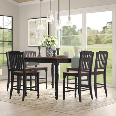 Alyssha 6 - Person Solid Wood Solid Wood Top Four Leg Dining Set