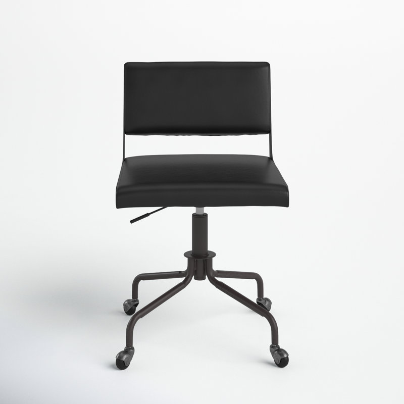 Mott Task Chair - Black, Black Faux Leather