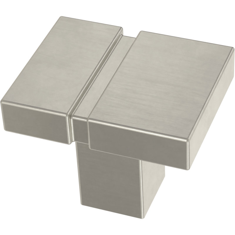 Paquet de boutons carrés asymétriques de 1 1/16 po de longueur, Nickel brossé