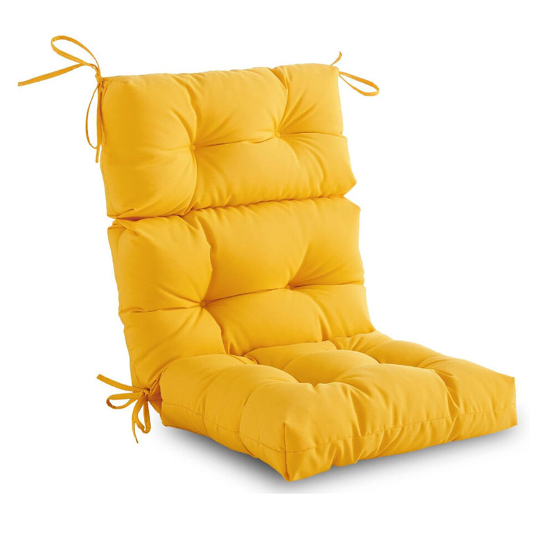 Coussin de dossier de chaise d'extérieur / intérieur, coussins de chaise berçante à dossier haut pliable, Jaune