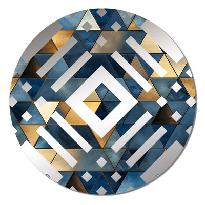 Beige And Blue Triangles Mosaic - Diamond Decorative Mirror