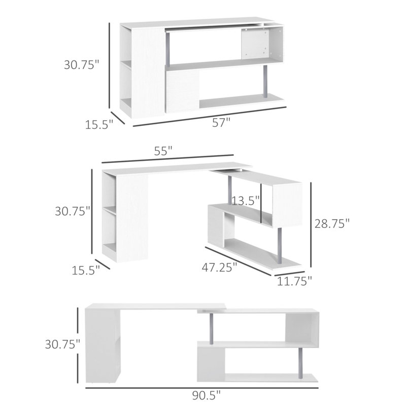 Versatile 360° Rotating L-Shaped Computer Desk With Ample Storage For Home Office