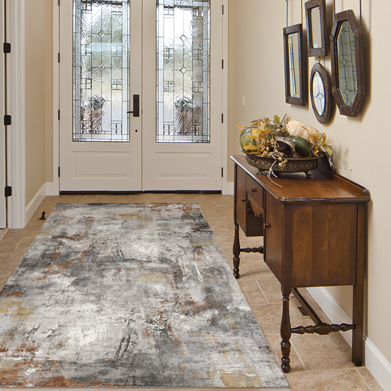 Abstract Minimalist Area Rug, Gray Brown Soft Fluffy Carpet for Living Room, Bedroom, Entryway, Office, Washable Durable Modern Home Decor