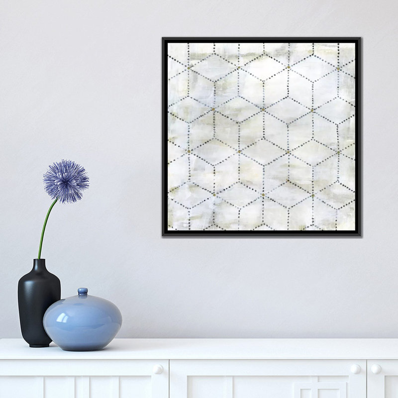 «Geometric VI», impression sur toile, H 18 po x l 18 po x P 1,5 po, Toile encadrée noire, Pas de tapis