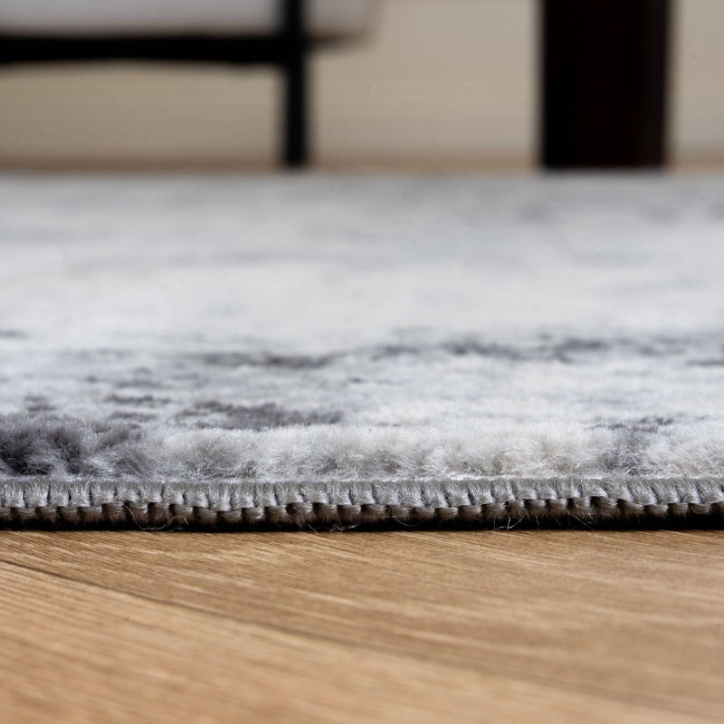Elaris Collection Rectangle Abstract Area Rug, Grey, 160X230 cm