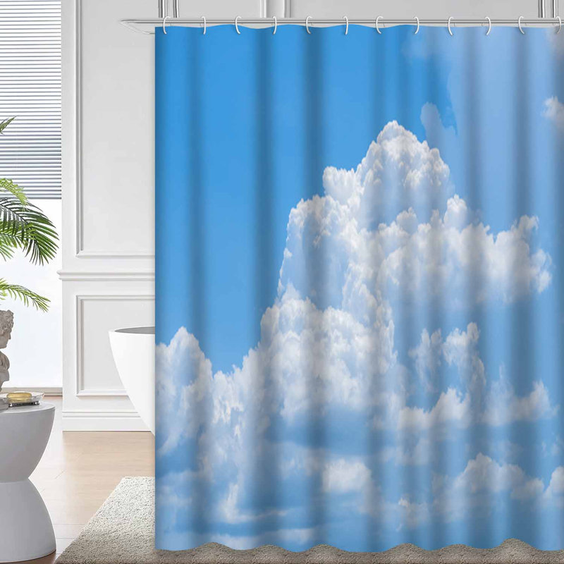 Rideau de douche bleu imperméable, rideaux de douche pour la salle de bain avec 12 crochets, 72" L x 84" W