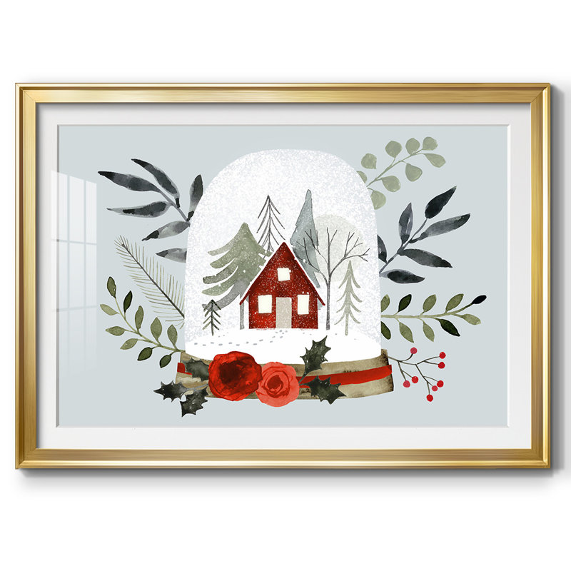 Snow Globe Village Collection A, reproduction d'art sur papier, Or, H 15 po x l 21 po x P 1,5 po