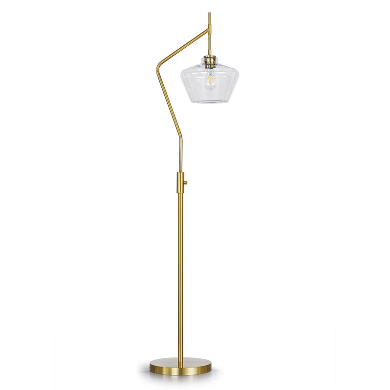 69'' Arched Floor Lamp, Antique Brass, Clear