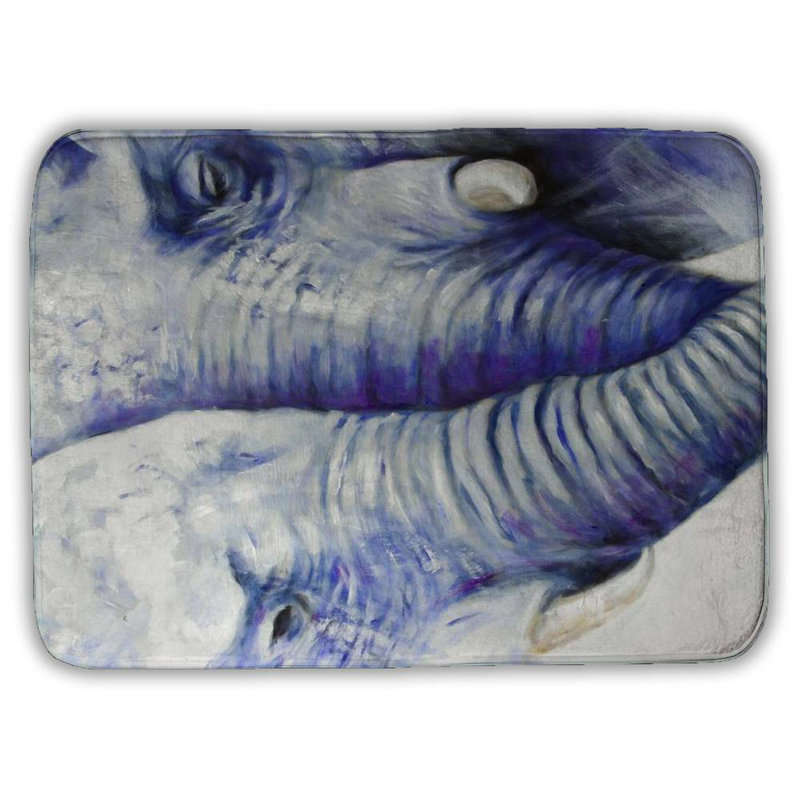 Elephant couple loving each other Bath Mat with Non-Slip Backing - Quick Dry Memory Foam Bathroom Rug - Absorbent - Modern Plush Spa-Style - Machine Washable
