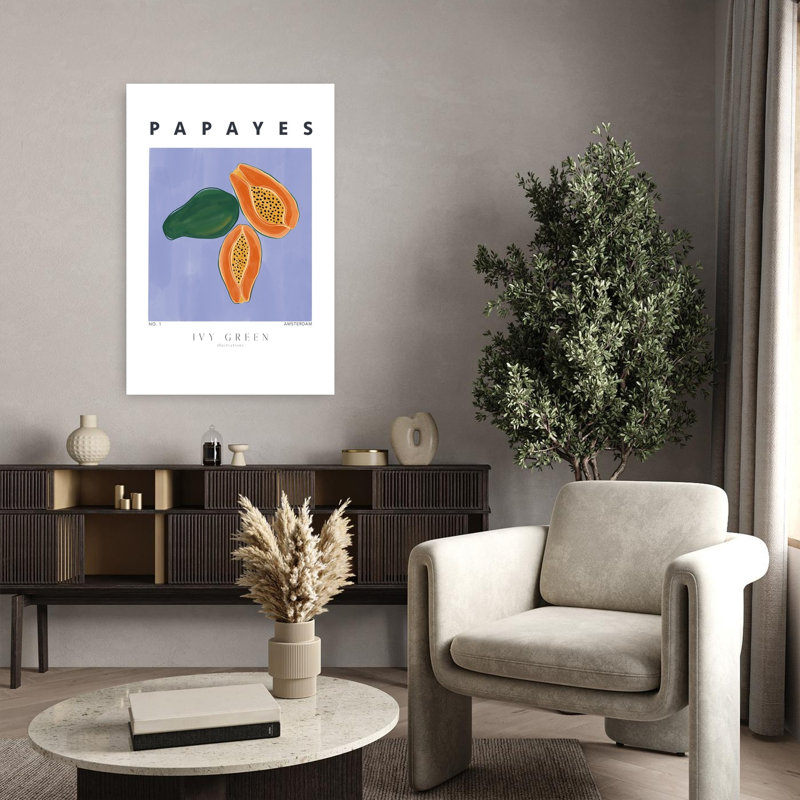 Art mural tropical, papayes tropicales, H 36 po x l 24 po