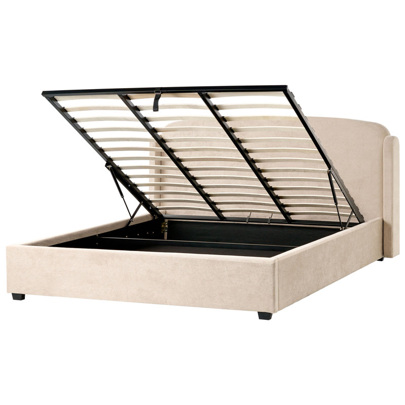 Upholstered Ottoman Storage Bed, Beige, Super King  (210 x219 cm)