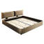 King Size Bed With Cloud - Like Experience, Oversized Padded Movable Headboard, Chenille Upholstered, Metal And Pine Wood Slat Double Support, No Box Spring, Camel, Support For Mattress Longevity