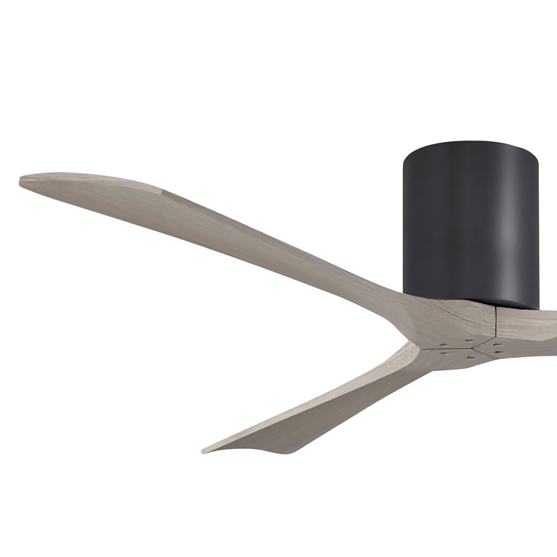 Ventilateur de plafond à 3 pales Olivier, Noir mat, Ton bois de frêne gris, 72"