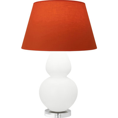 Matte Small Double Gourd Accent Lamp - Matte Ash, Lucite - Ink Black with Rose Red Lining Shade
