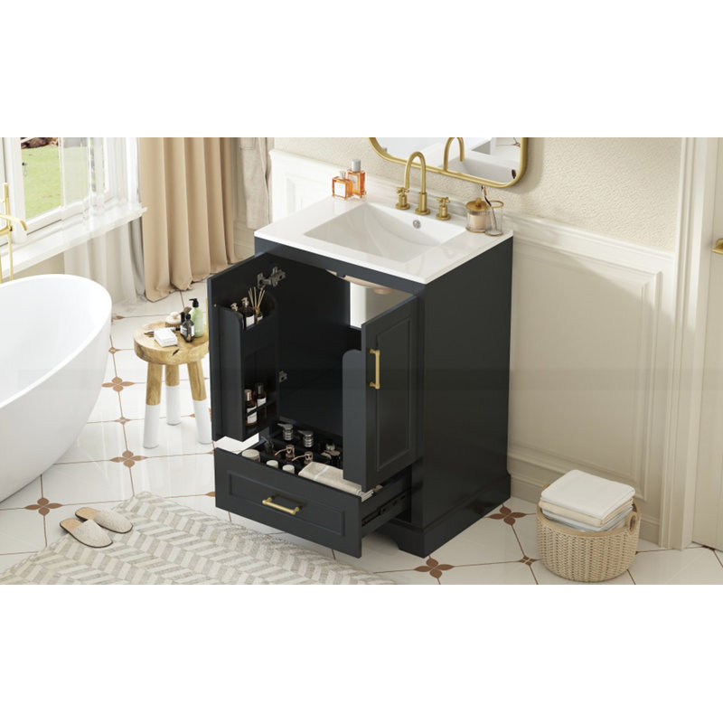 Meuble-lavabo 24 po avec lavabo, Noir, 24"