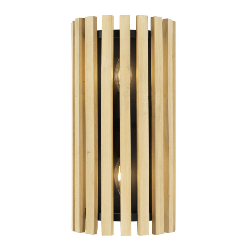 Suratto Wall Sconce - 16"H - Matte Black/Honey Blonde, Honey Blonde