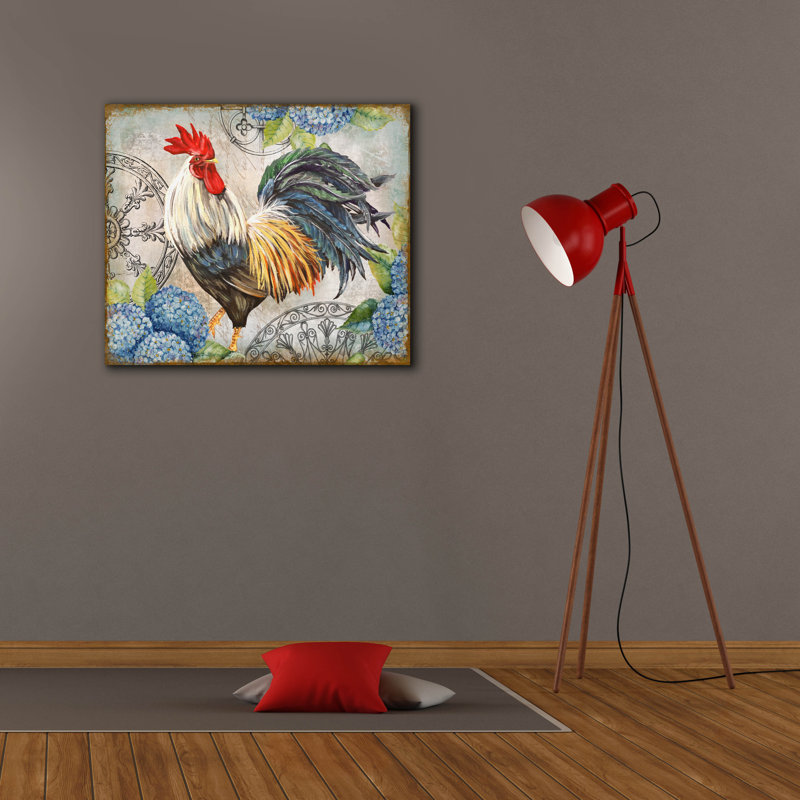 «Ironwork Rooster D» par Jean Plout, art mural sur toile, H 26 po x l 30 po x P 1,5 po