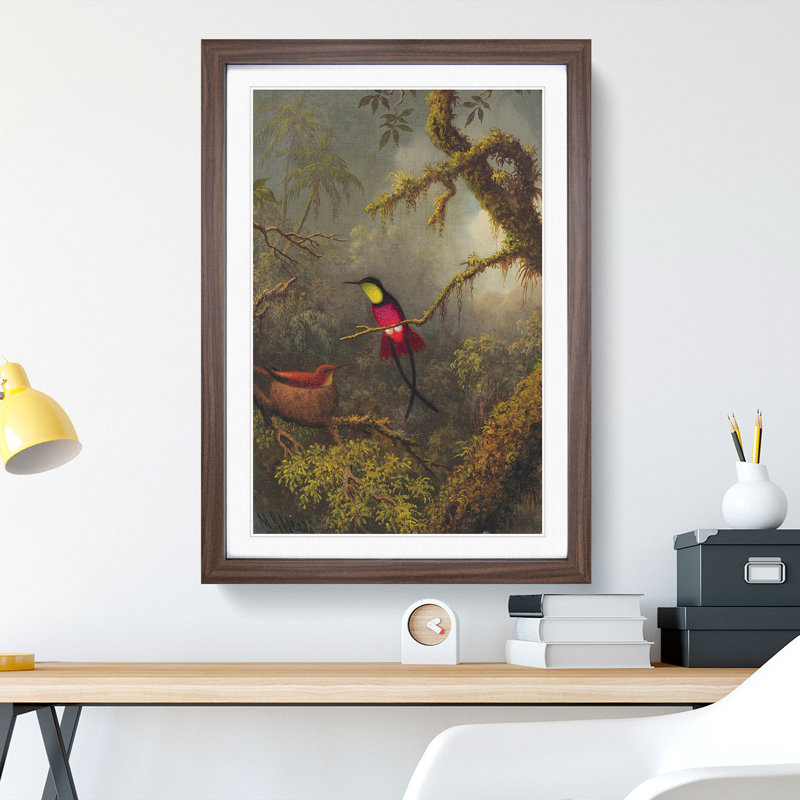 Hummingbird by Martin Johnson Heade - Picture Frame Painting, Walnut Framed, 65cm H x 48cm W x 2cm D
