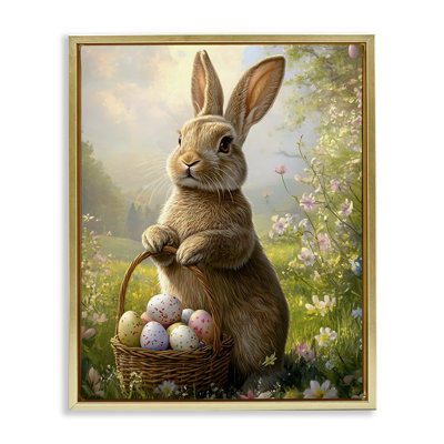 Lapin avec cadre flottant de panier de Pâques, design par Franklyn Gregory