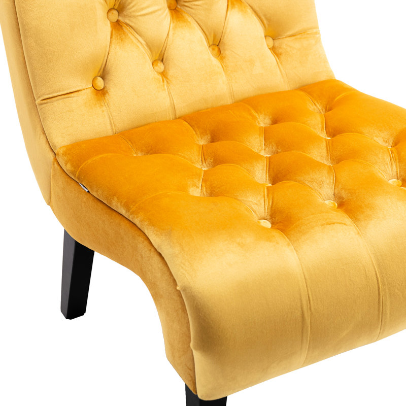 Fashionable Mustard Velvet Comfortable Chair For Dining And Living Rooms - Solid +Plywood Structure, Good Resilience Filler, Quick Assembly Comfortable, Velvet, Accent Chair, Kitchen Areas, Soft