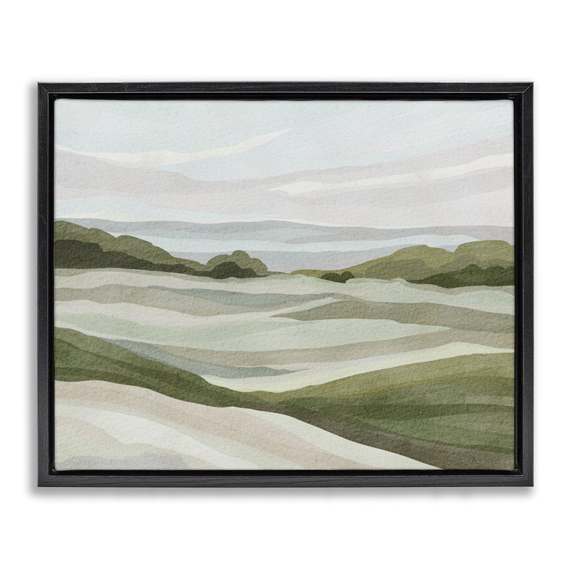 «Simple Rolling Green Hills», art mural encadré par Nikita Jariwala, Cadre flottant noir de jais, H 17 po x l 21 po