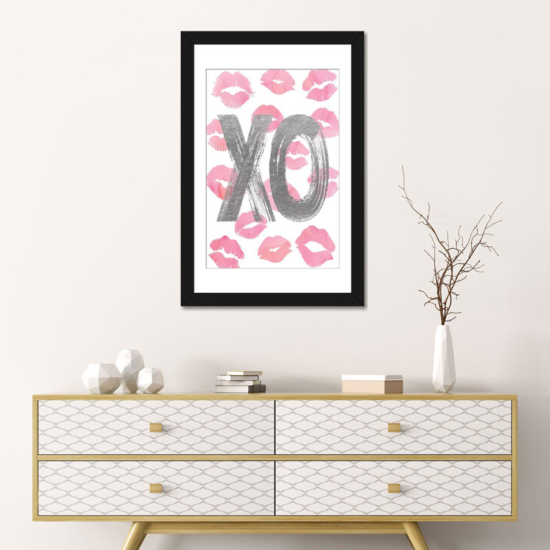 « love ox rose », impression sur toile tendue, H 24 po x l 16 po x P 1 po, Papier d'art encadré noir, Blanc