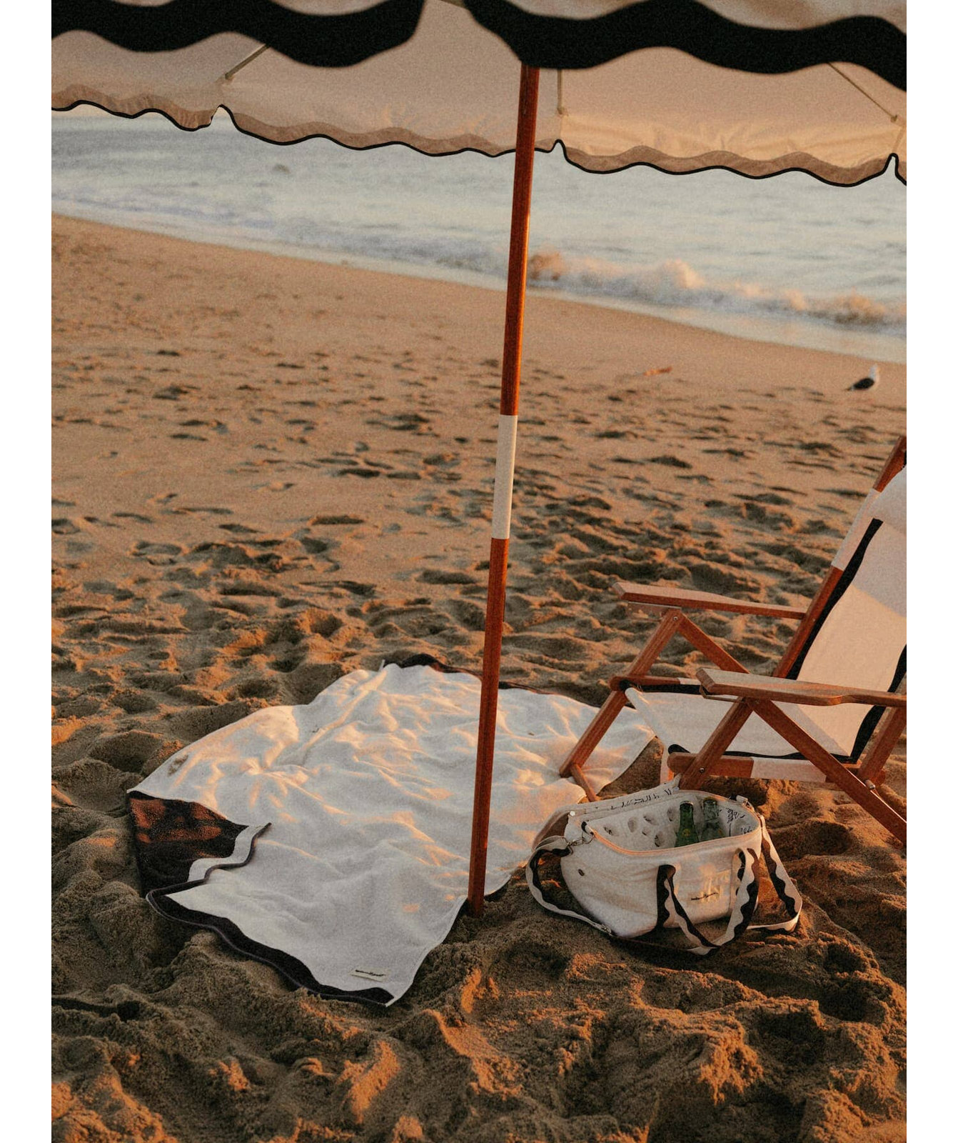Cotton Terrycloth Beach Towel, Rivie White