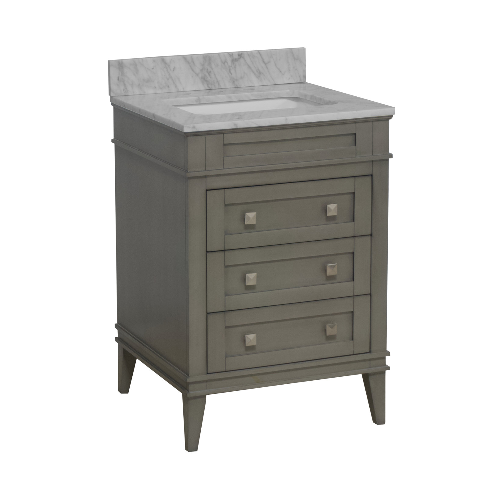 24'' Single Bathroom Vanity, Carrara Marble, Weathered Gray