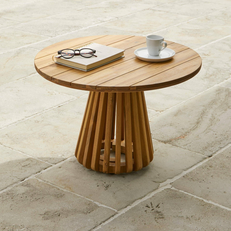 Hopley Round Outdoor Coffee Table - 60 cm W 60 cm D, White Acacia