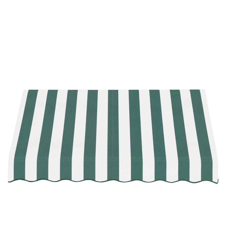 Auvent fixe en tissu acrylique San Francisco Awntech, H 18 po x l 124,5 po x P 36 po, Forêt / rayure blanche
