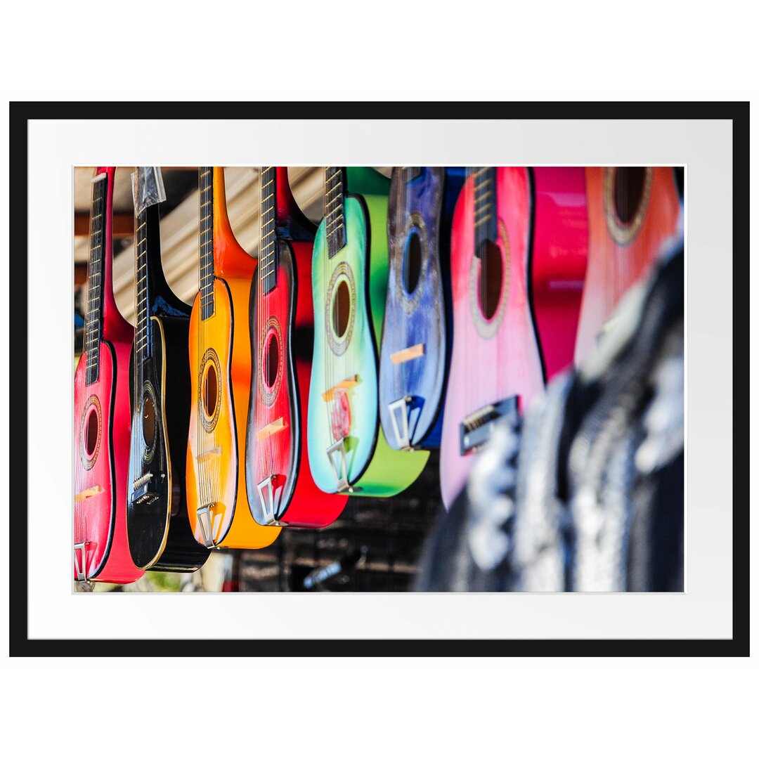 Gerahmtes Poster Bunte Gitarren