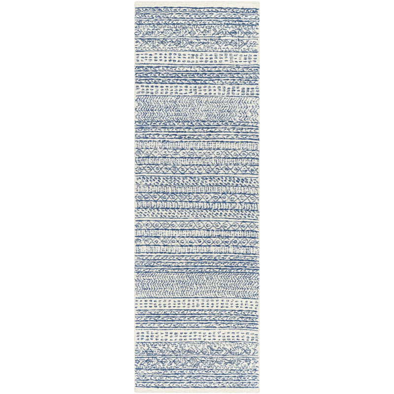 Abdera Hand-Tufted Wool Dark Blue/Ivory Rug, Runner 2'6" x 8'