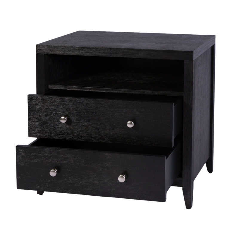 Table de chevet rectangulaire en bois 2 tiroirs l 28 po Pettitt, Noir