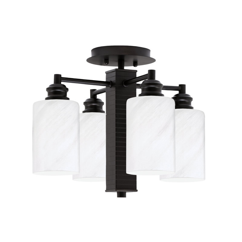 Edge 4 Light Semi-Flush Shown With 4" White Marble Glass, Espresso