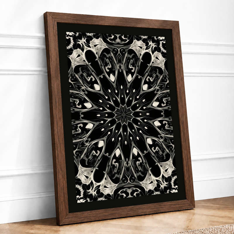 Ornamental Mandala Botanical - Framed Print, A1 - 84.1 x 59.4 cm, Walnut