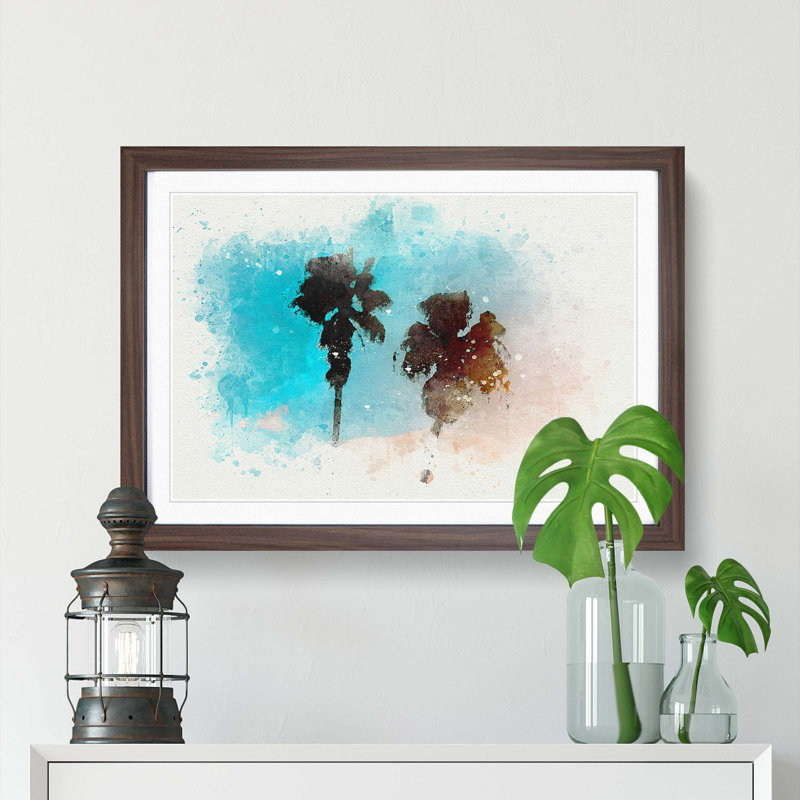 Los Angeles Palm Trees in Abstract - Picture Frame Graphic Art Print, Walnut, 35cm H x 50cm W x 2cm D