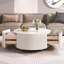 Table basse moderne et mobile avec roulettes, 2 tiroirs et plateau en marbre fritté élégant-239545654