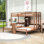 Lit superposé simple au-dessus de simple et simple en bois avec bureau intégré et tablettes de rangement