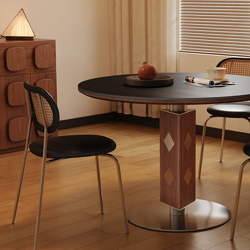 Table de salle à manger noire en pierre frittée, H 29,53 po x L 35,43 po x l 35,43 po