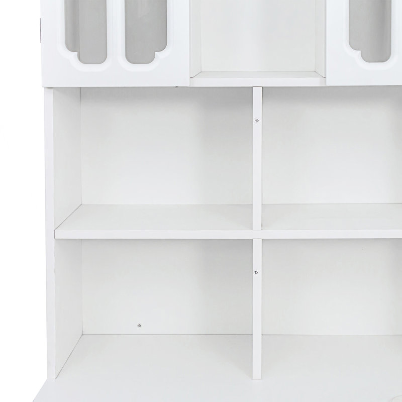 Bureau d'ordinateur d'angle en L, table d'étude de style moderne avec tiroirs, Blanc, H 76,82 po x l 55,17 po x P 31,55 po