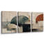 «Teal Rust Arch», art graphique abstrait, images de bureau, impression sur toile encadrée, 3 pièces-131500992-131500993