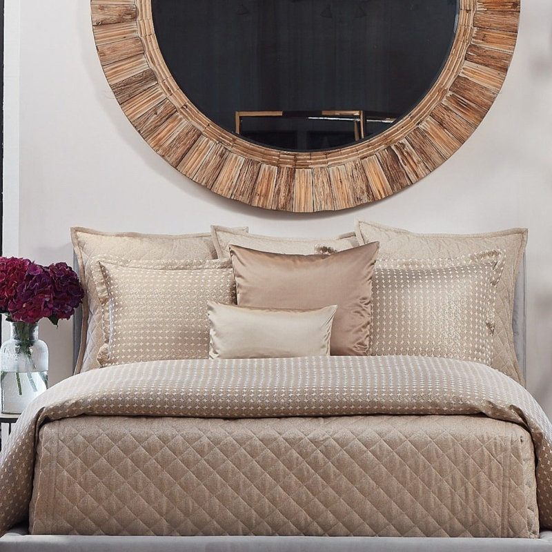 Baby Basket Coverlet, Queen Coverlet + 2 Euro Shams, Sandstone