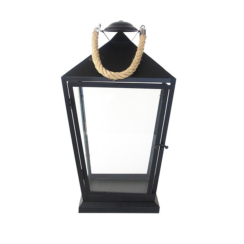 Anthracite Metal Lantern, 45.6cm H x 24.8cm W x 24.8cm D